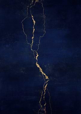 Abstract Blue and Gold Crack Pattern