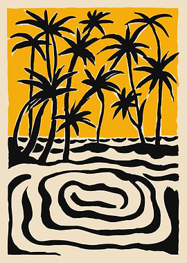 Tropical Beach with Palm Trees