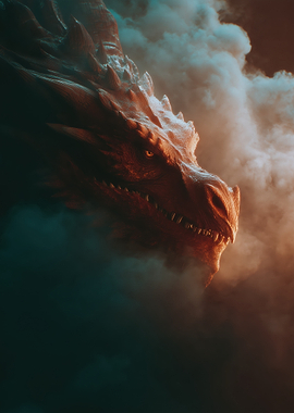 Dragon Head Emerging from Smoke