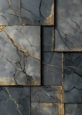 Textured Marble Blocks with Gold Veins