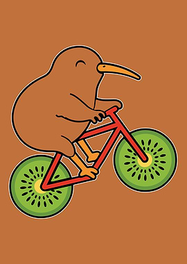 Kiwi Bird Riding a Bicycle