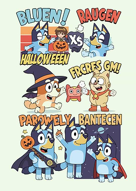 Bluey Halloween and Space Characters