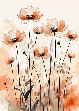 Watercolor floral illustration with poppies