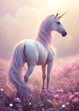 Unicorn in a Field of Flowers