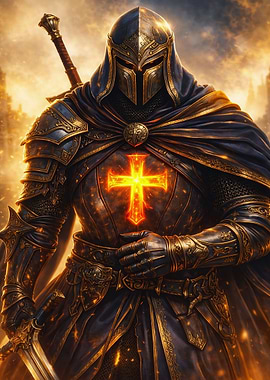 Knight with Glowing Cross Armor