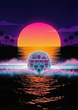 Retro Sunset Boat Ride
