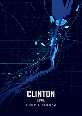 Clinton Iowa Midnight City Map