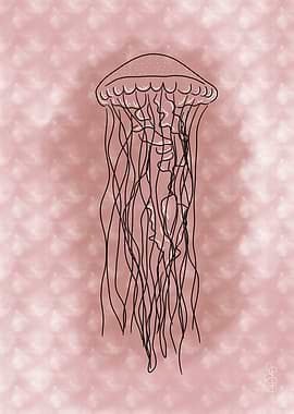 Jellyfish with Pink Background