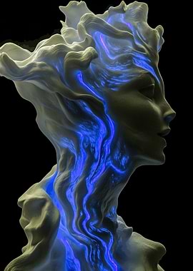 Ethereal Female Bust with Blue Energy