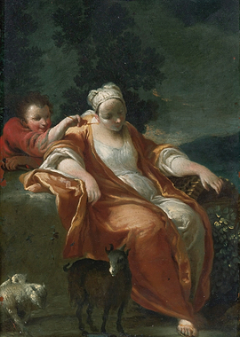 Woman and child with animals