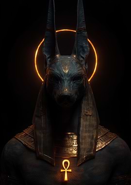 Anubis with Ankh and Halo