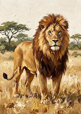 Majestic Lion in African Savannah