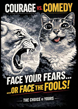 Courage vs Comedy Cat Poster