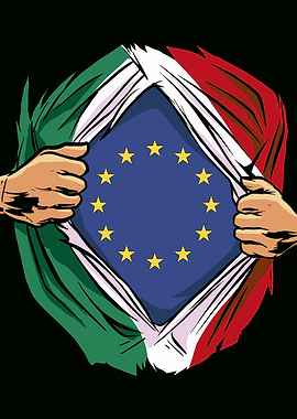 Italian Flag Revealing EU Symbol