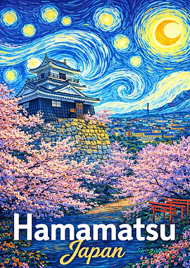 Hamamatsu Japan Castle Cherry Blossoms Starry Night