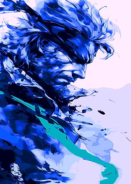 Snake in Blue Abstract Style