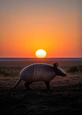 Armadillo at Sunset