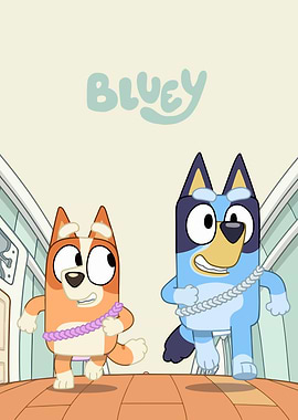 Bluey and Bingo running