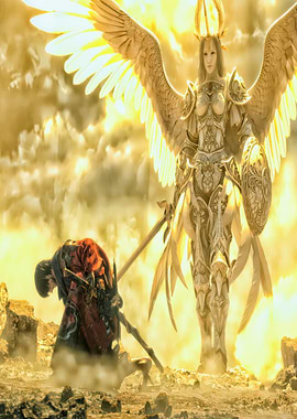 Angel and Warrior in a Divine Setting