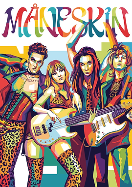 Måneskin Band Pop Art