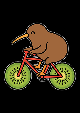 Kiwi Bird Riding a Bicycle
