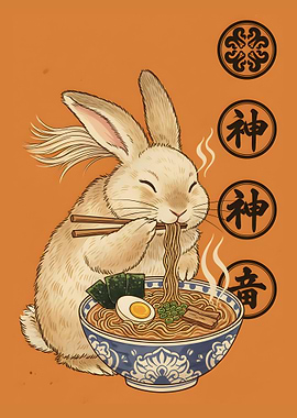 Kawaii Rabbit Ramen - Japanese Zen Animal