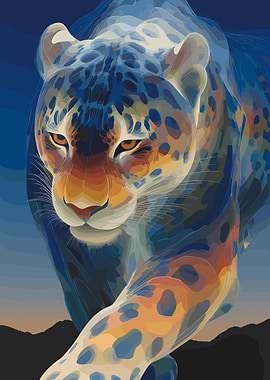 Blue and Orange Jaguar Portrait