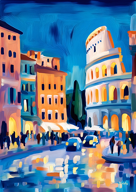 Fauvist Rome Colosseum Night