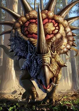 Styracosaurus Dinosaur in Forest