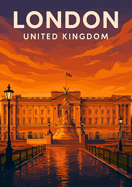 Vintage Travel London Cityscape UK