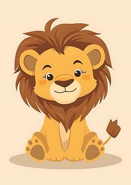 Cute Cartoon Lion Sitting