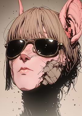 Anime Mouse Girl with Sunglasses