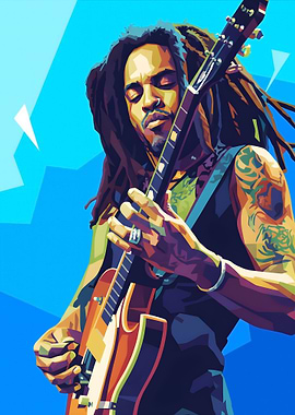 Bob Marley Playing Guitar