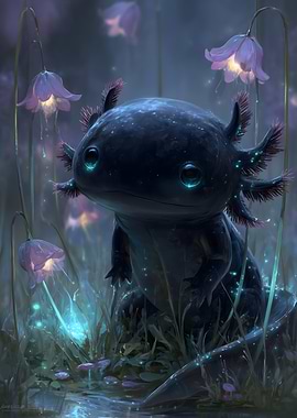Cute Axolotl in Magical Forest Gothic