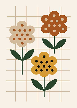 Abstract Floral Grid Art