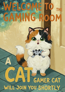Cute Cat Gamer Poster