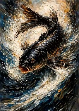 Carp jumping in water