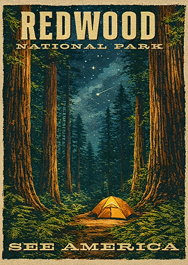 Redwood National Park Vintage Poster