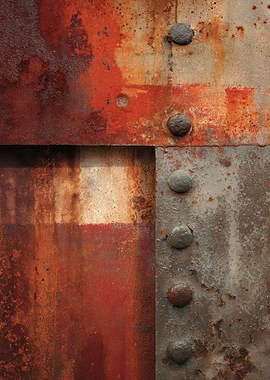 Close-up of Rusted Metal with Rivets