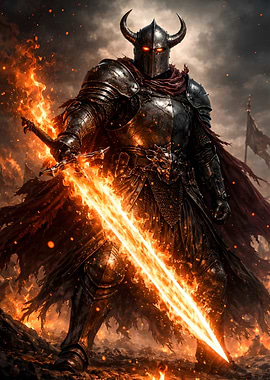 Fiery Knight with Flaming Sword