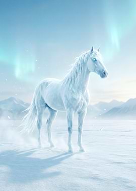 Ice Horse with Aurora Borealis