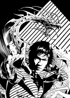 Man summoning a dragon