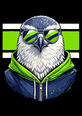 Cool Bird Poster, Aviator Sunglasses Animal Wall Art, Trendy Street Style Print