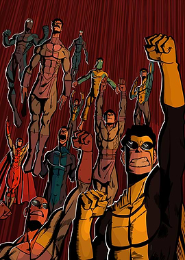 Superheroes Raising Fists