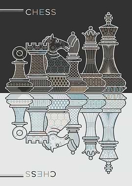 Chess Pieces Reflection Art