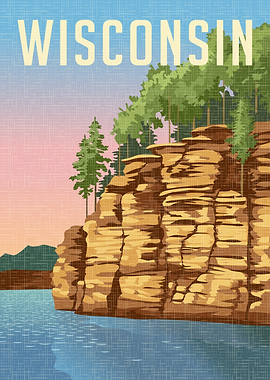 Wisconsin Vintage Travel Poster