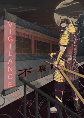 Cyberpunk Samurai Vigilance