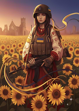 Ukrainian Soldier in Sunflower Field Ukraine