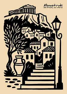 Monastiraki Athens Illustration