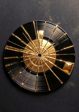 Kintsugi Vinyl Record with Gold Accents